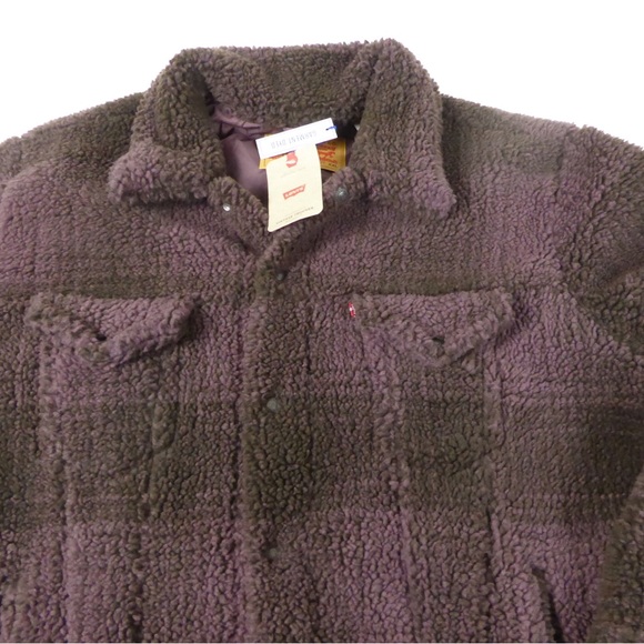 Levi’s Faux Sherpa Relaxed Fit Vintage Trucker Work Jacket NWT Plaid Dyed - Picture 9 of 12